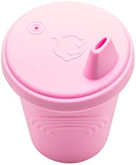 Silicone Sippy Cup with Lid and Spout for Baby, Dishwasher Safe (Pink)