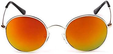 Children's classic retro small round frame sunglasses Prince mirror polarized sunglasses anti-luster film (Reflective gold frame red)