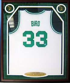 Larry Bird Autographed / Signed Framed Boston Celtics White Jersey