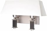 Brockton Collection Satin Steel/Leather Finish 2-Lite Wall Lamp