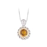 14K Yellow Gold and Sterling Silver 1/4 ct. Diamond with 5 ct. Citrine Pendant with Chain