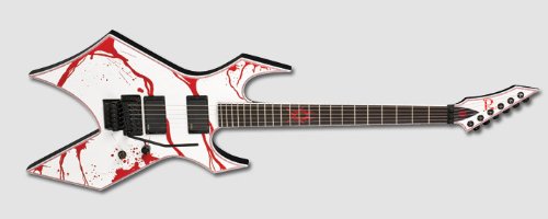B.C. Rich Joey Jordison Signature Edition Warlock Electric Guitar, White with Blood Splatter
