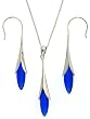Silver Swarovski Blue Sapphire Crystal Birthstone Necklace Earrings Jewelry Set in Gift Box Bucasi SALE