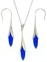 Silver Swarovski Blue Sapphire Crystal Birthstone Necklace Earrings Jewelry Set in Gift Box Bucasi SALE
