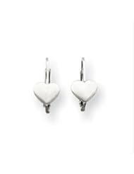 MadiK® Kids 14k White Gold Polished Love Heart Leverback Earrings