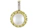 10KT 8MM WHITE CULTURED AKOYA PEARL WITH .25CTW WHITE AND NATURAL YELLOW DIAMOND PENDANT