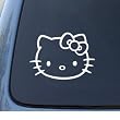 HELLO KITTY - Cat Feline - Car, Truck, Notebook, Vinyl Decal Sticker #1093 | Vinyl Color: White
