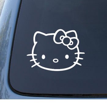 HELLO KITTY - Cat Feline - Car, Truck, Notebook, Vinyl Decal Sticker #1093 | Vinyl Color: White