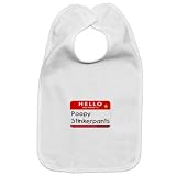 Cotton baby bib Hello my name is Poopy Stinkerpants with velcro closure