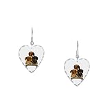 Earring Heart Charm Dachshund Trio with Bone Name Plate