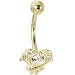 Solid 14KT Yellow Gold Cubic Zirconia DOLPHIN KISS Belly Ring