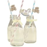 Ginger Ray Rock-a-Bye Baby Rocking Horse & Teddy Paper Straws with Flags, Mixed