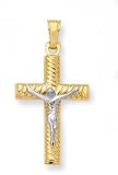 14K Two-Tone Gold Crucifix - 1.5