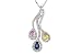 1 5/8 Carat Multi gemstone and Diamond 14K White Gold Pendant w/Chain