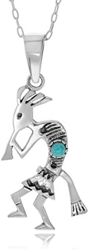 Sterling Silver Kokopelli with Genuine Turquoise Necklace