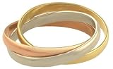 10K White/Yellow/Pink Gold Thin Tri-Color Rolling Ring (1.5mm each band)