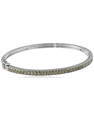 Judith Jack "Flamenco" Sterling Silver, Marcasite and Onyx Bangle Bracelet, 2.7"