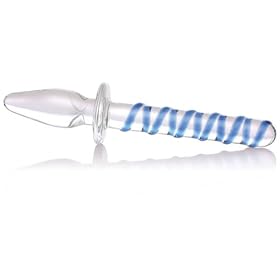 Don Wand Double Glass Pleasure Plug, Blue Swirl
