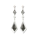 14K White Gold 1 5/8 ct. Black and White Diamond and Onyx Drop Earrings