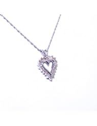 10K White Gold Diamond Heart Charm