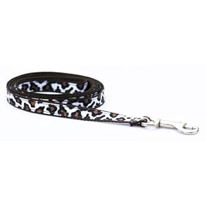 XSmall White/Brown Leopard Dog Leash - Nylon Webbing: 1/2