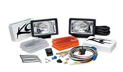 KC HiLites 57 Series; Fog Light; 5 in. x 7 in. Rectangle; Amber; Stainless; 55 Watts; Single;