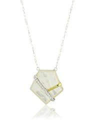 Kara Ross "Geometric" Mother-Of-Pearl and White Sapphires Gemstone Pendant Necklace