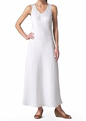 V-neck Sleeveless Sheer Linen  Dress