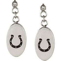 Stainless Steel Indianapolis Colts Logo Dangle Earrings