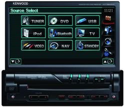 Kenwood KVT-524DVD 7 Wide Motorised Indash Monitor with DVD/CD Receiver with Bluetooth Option