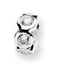 Clear CZ, Six-Stone Charm in Silver for 3mm Charm Bracelets