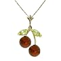 14k Solid Gold Necklace with Cherry Pendant