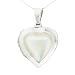 Mother of Pearl Heart Locket Necklace, Silver Curb Chain, 46cm Length, Model C/SP594
