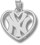 New York Yankees 5/8 Solid Sterling Silver ''NY'' Heart Pendant