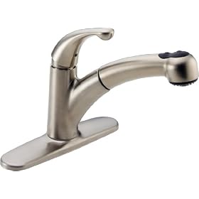 Delta 467-SS-DST Palo Single Handle Pull-Out Kitchen Faucet, Stainless