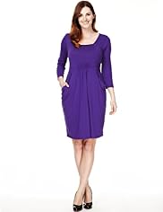 Plus Drape Pockets Elasticated Front Tunic Dress