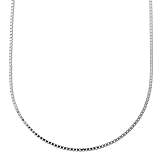 14k White Gold 1.1mm Box Chain Necklace, 16+4 Extender