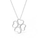 Bling Jewelry Sterling Silver Four Leaf Clover Hearts Pendant Necklace