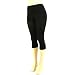 Summer Capri Calf Leggings Stretch Workout Short Black