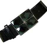 BLACK MULTI SQUARE BIG GEMSTONE BUCKLE BELT
