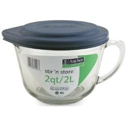 Click here to buy Anchor Hocking 2-Quart Batter Bowl with Slate Blue Plastic Cover by Anchor Hocking.