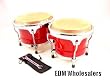 NEW BONGO DRUM SET - CLEAR RED FINISH World Percussion