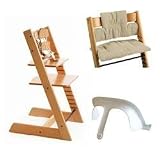 Stokke Tripp Trapp High Chair, Cushion, and Baby Rail - Cherry with Beige Corduroy