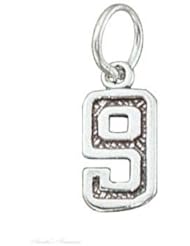 Sterling Silver Jersey Number Nine 9 Charm