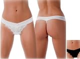 Low Rise Satin Band Lace Edging Thong