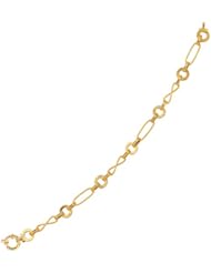 7.25" 14K Yellow Gold 7.45mm (1/4") Oval Wire Oval Tube Textured Open Ring & 8 Like Diamond Cut Like Euro Link Bracelet w/ Spring Ring Clasp