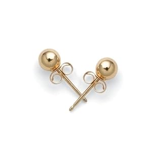 Bling Jewelry 14k Yellow Gold Ball Stud Earrings Children Bead Size 3mm