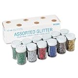 Pacon 91356 Spectra glitter 6-color assortment, 3/4 oz. shaker-top jars, 12 per pack