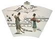 White lacquer oriental wall hanging - fan style