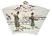 White lacquer oriental wall hanging - fan style